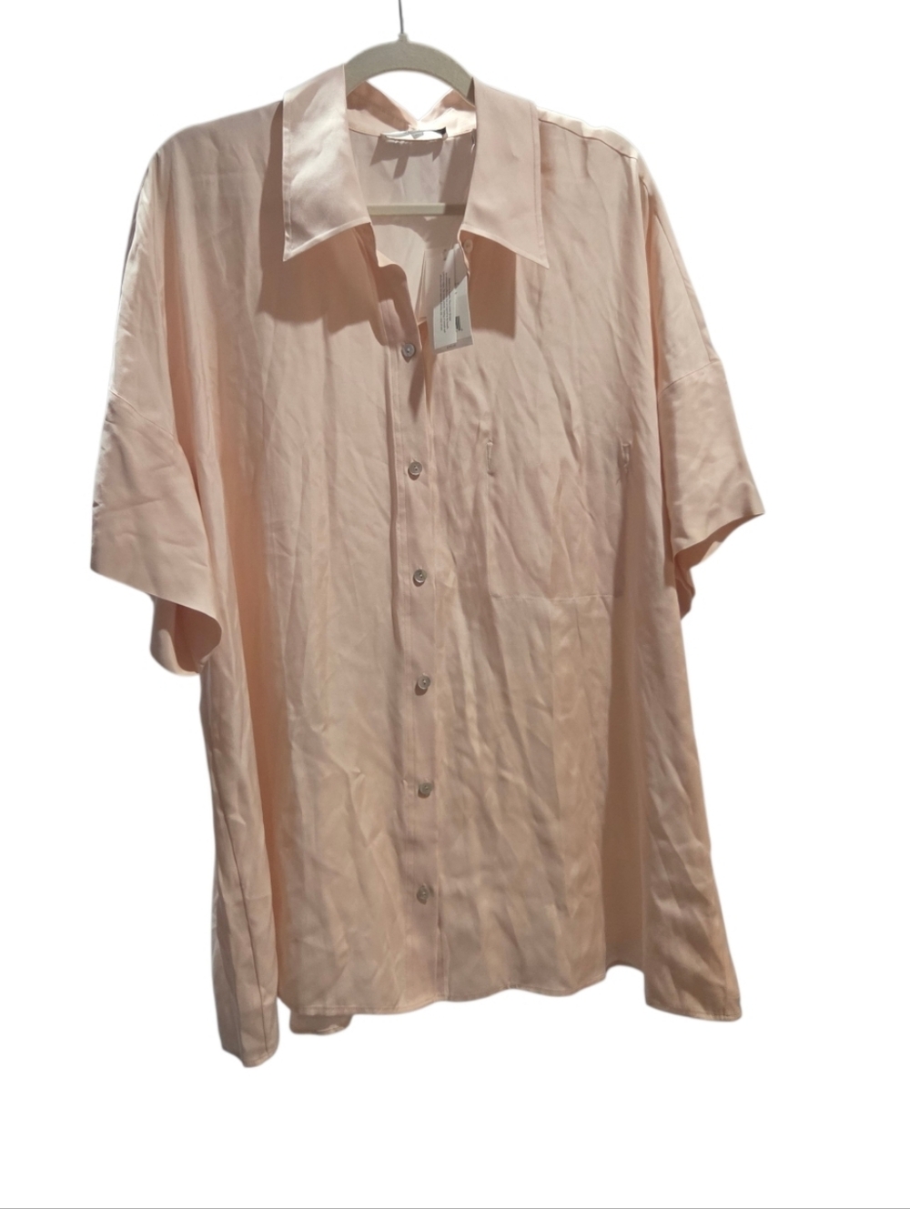 Vince Boxy Silk Blend Short Sleeve Utility Button Up Size XXL